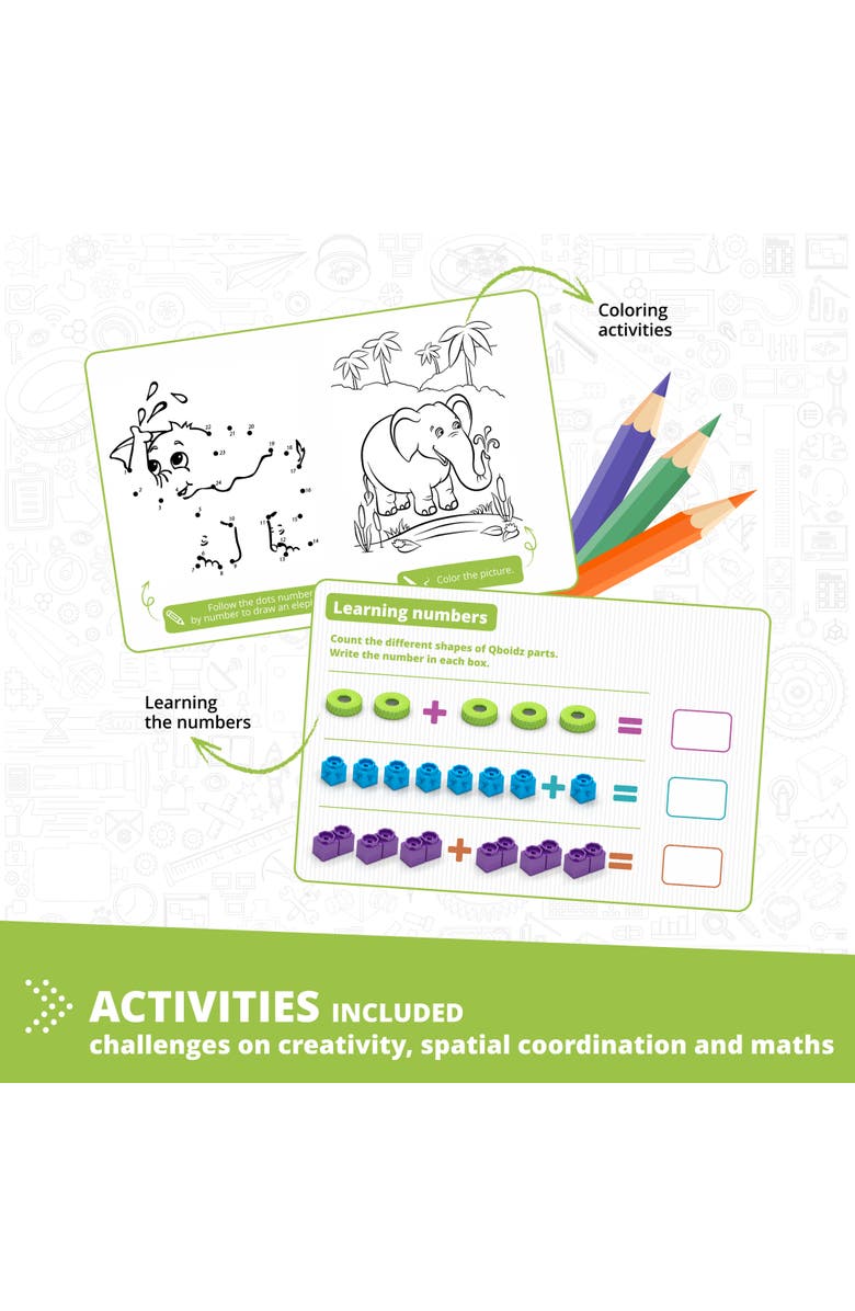 Engino Qboidz Elephant 10 Model Brick Building Set, Toy Construction, Alternate, color, Multicolored