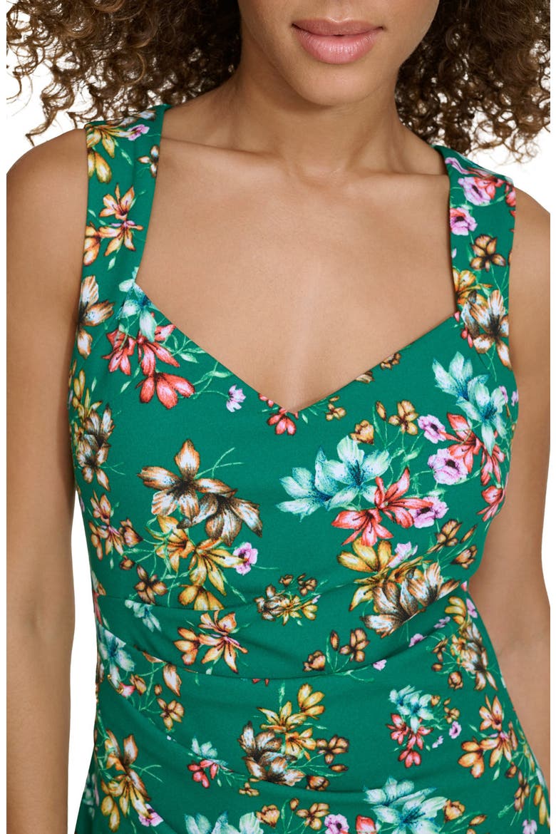 Floral Crepe Scuba Sheath Dress, Alternate, color, GREEN MULTI