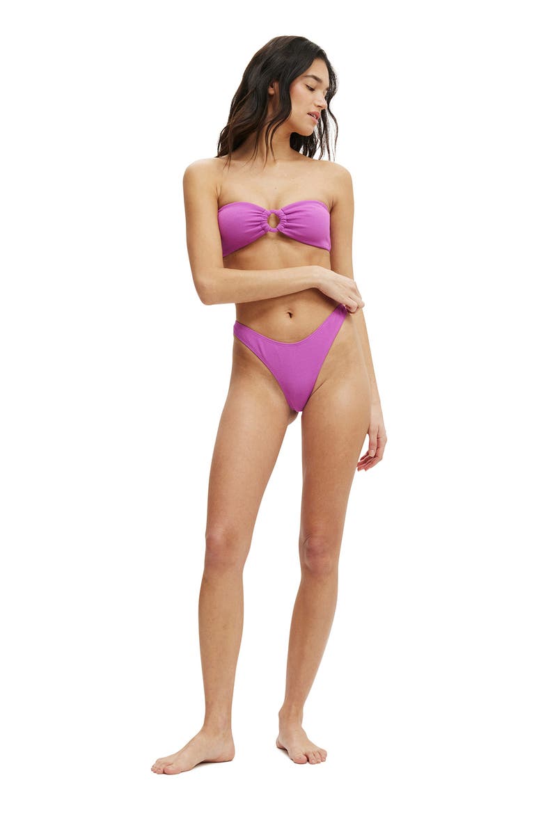 Women's Ring Front Bandeau Bikini Top, Alternate, color, Rosebud Crepe