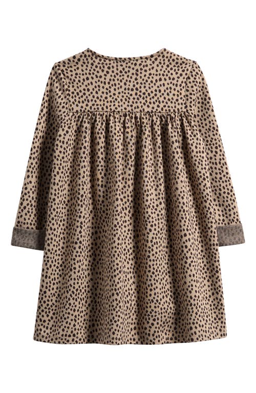 Iris & Ivy Ruffle Button Yoke Long Sleeve Dress In Brown