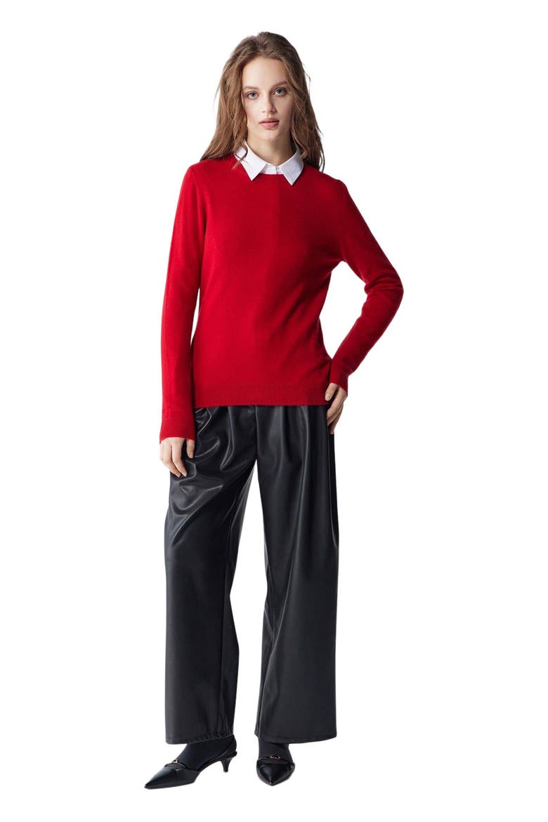 Essential Cashmere Crewneck Sweater, Alternate, color, haute red