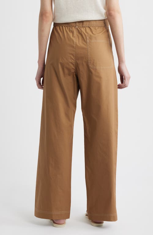 Wyeth Bailey Waist Tie Cotton Wide Leg Pants In Brown