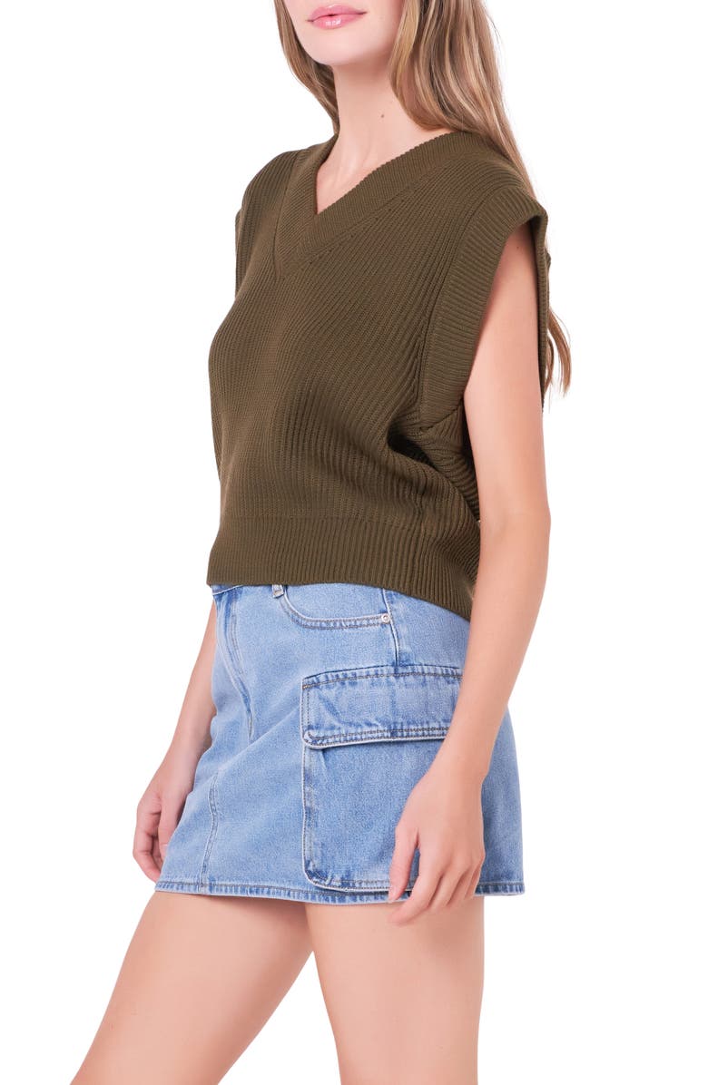 English Factory Throw On Sweater Vest, Alternate, color, Olive