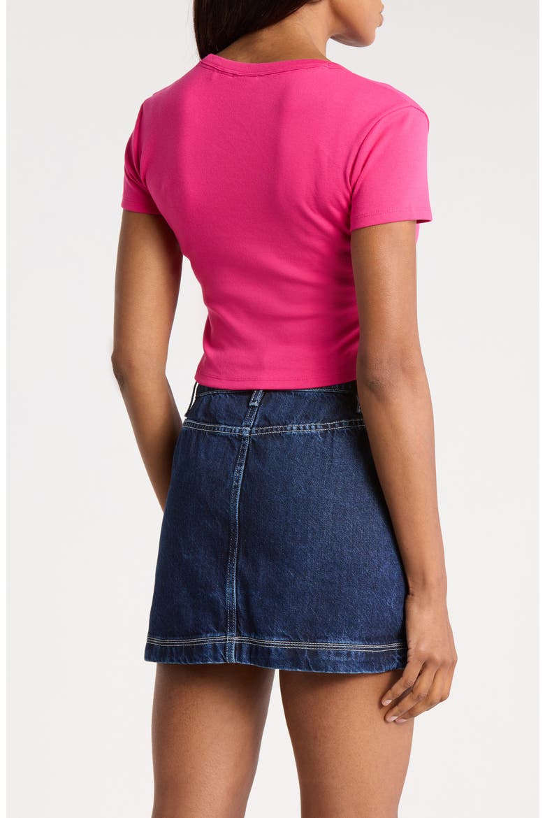 Delanor Logo Embroidered Crop T-Shirt, Alternate, color, BRIGHT PINK