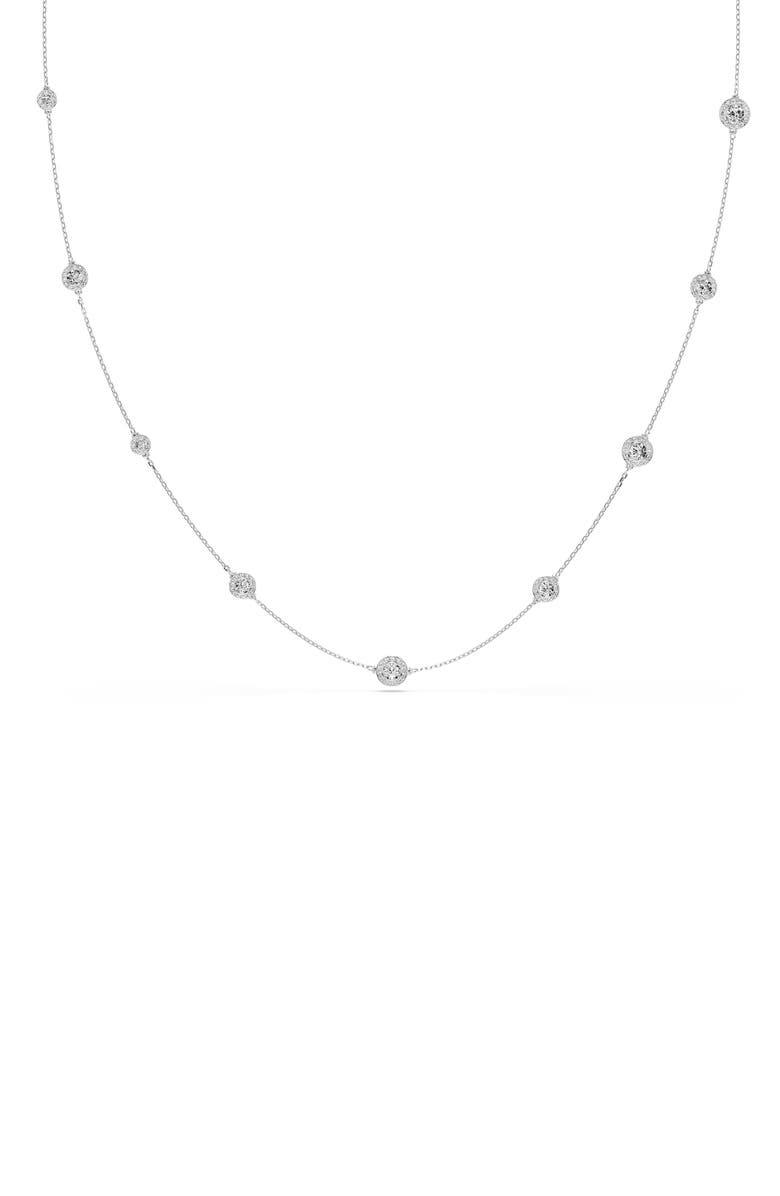Swarovski Una Angelic Strandage Necklace, Main, color, White/ Silver