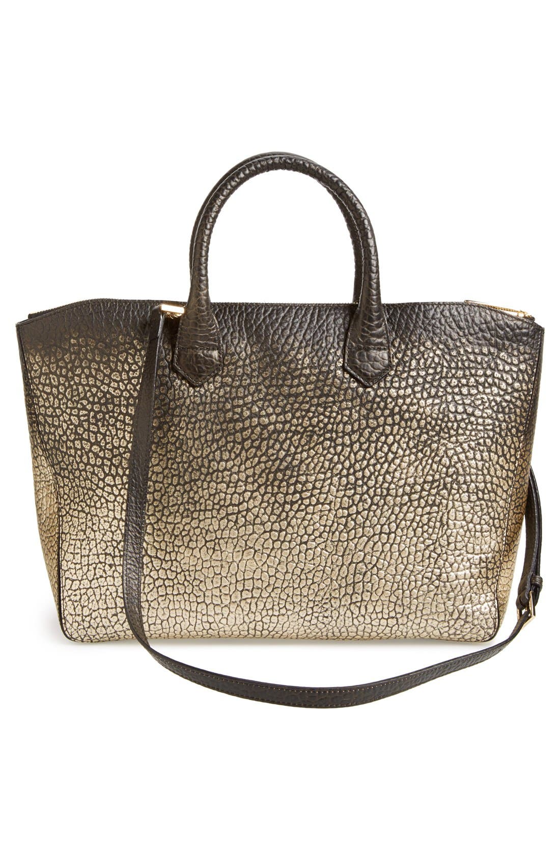 'Medium Dewsbury' Metallic Tote, Alternate, color, BLACK