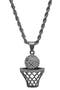 Men's 18K Gold Plated Stainless Steel Basketball Pendant Necklace