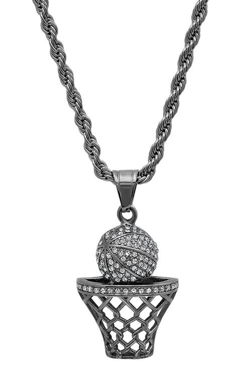 Men's 18K Gold Plated Stainless Steel Basketball Pendant Necklace