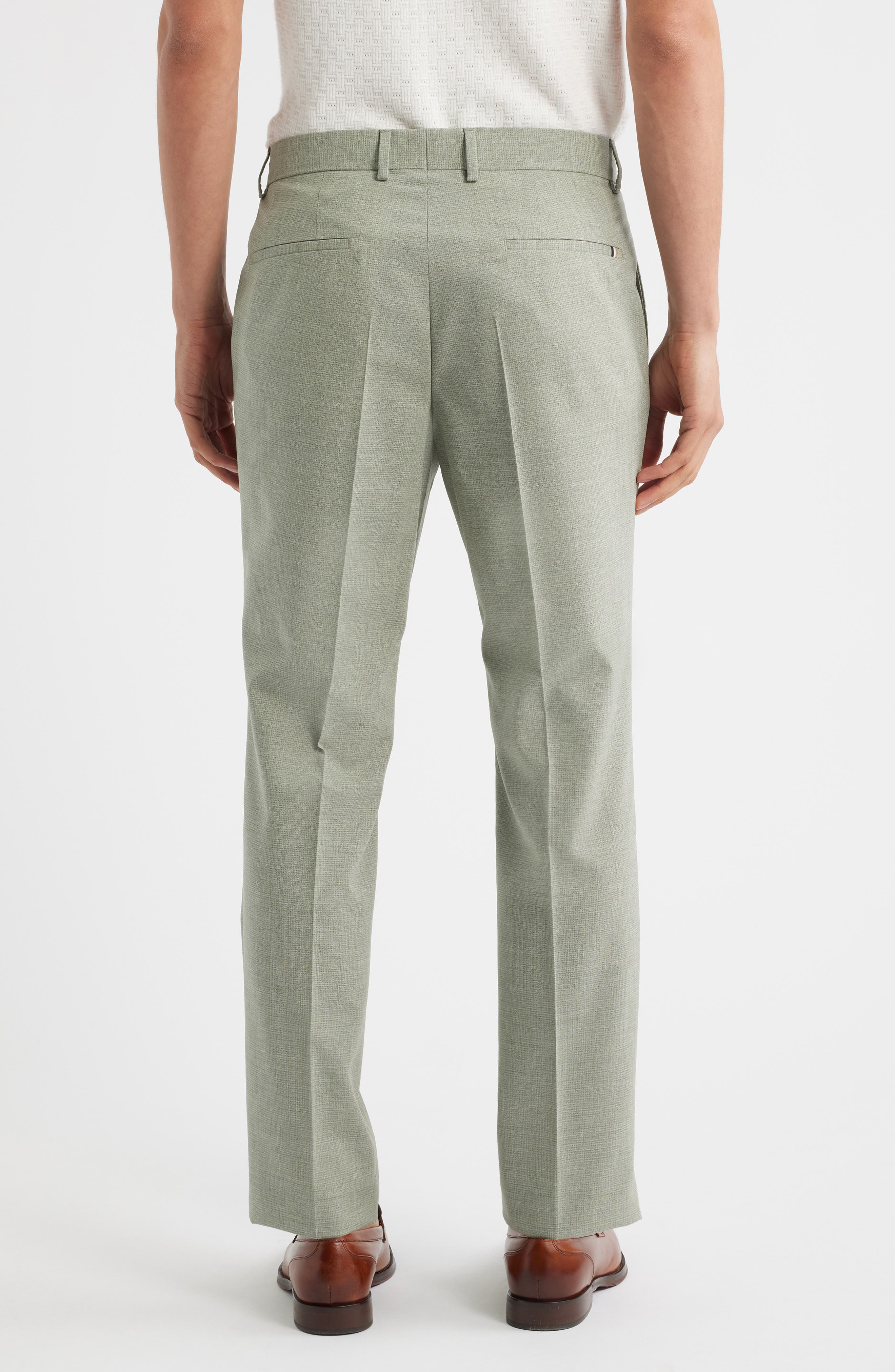 Genius Slim Fit Microcheck Flat Front Stretch Dress Pants - image 2