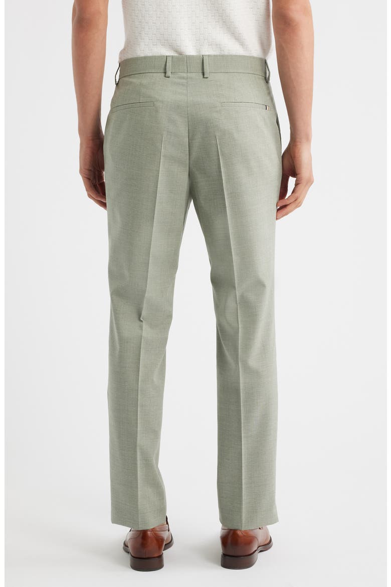 Genius Slim Fit Microcheck Flat Front Stretch Dress Pants, Alternate, color, MEDIUM GREEN