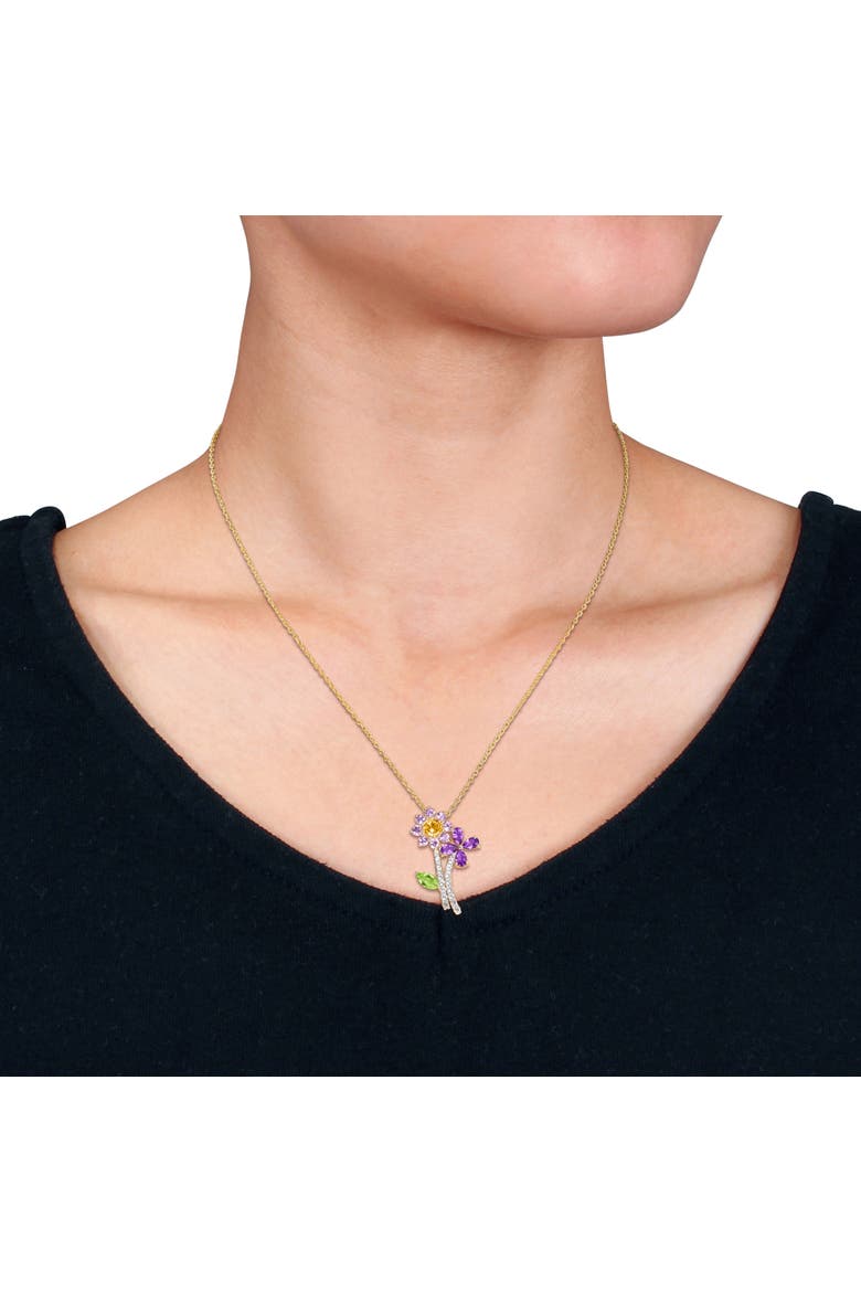 Multi-Gemstone Flower Necklace, Alternate, color, Amethyst