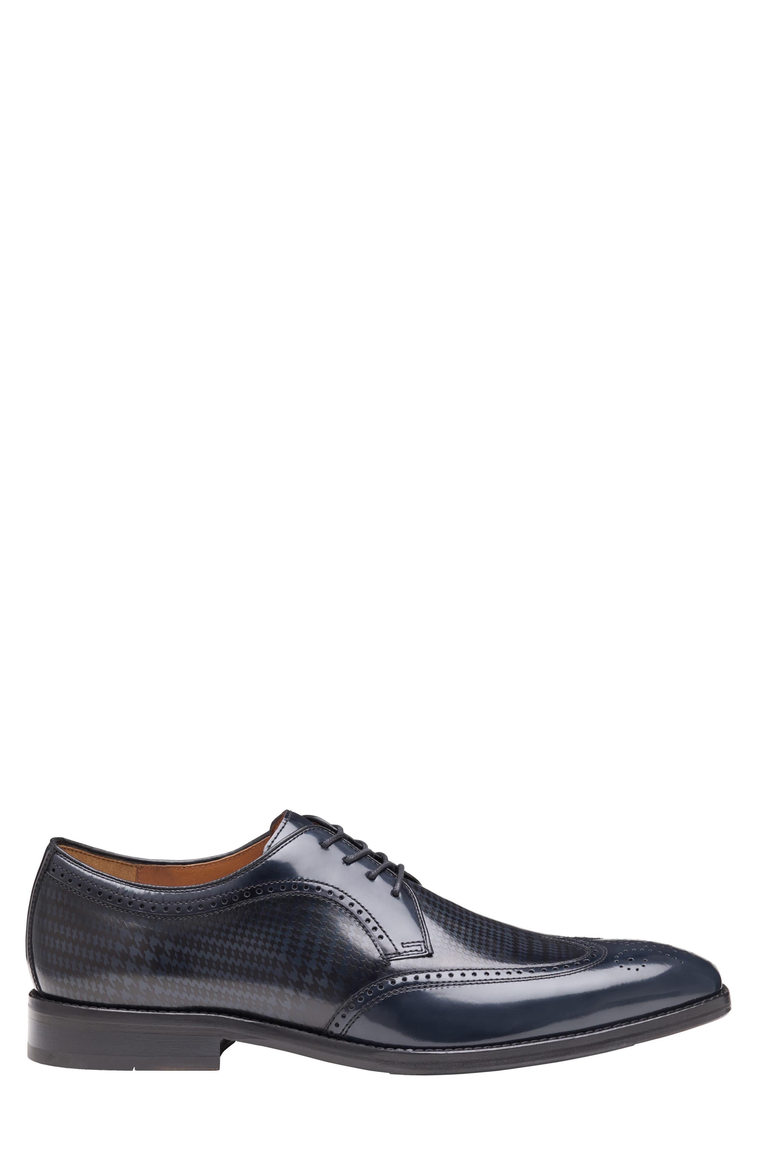 Johnston & Murphy Sullivan Wingtip Derby, Alternate, color, Black Brush-Off Houndstooth
