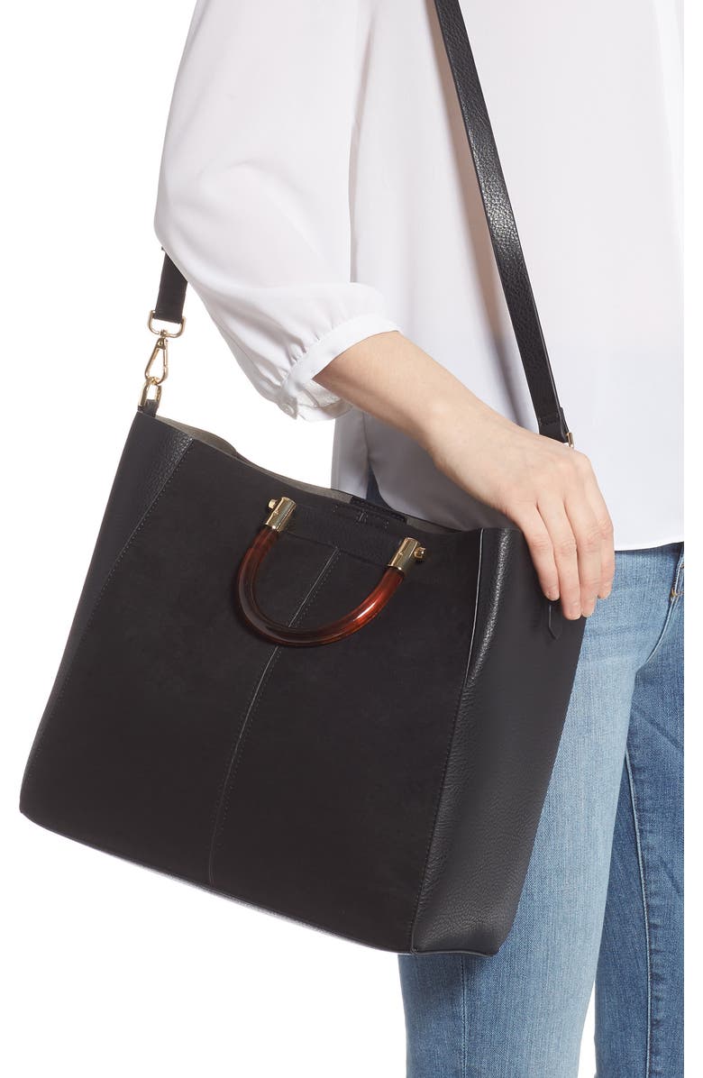 Topshop Sallie Faux Leather Shopper, Alternate, color,