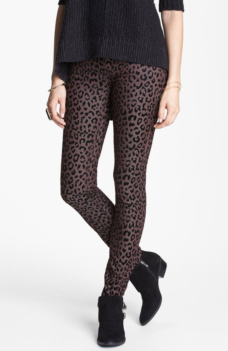 Free People Leopard Flocked Ankle Pants, Main, color, 