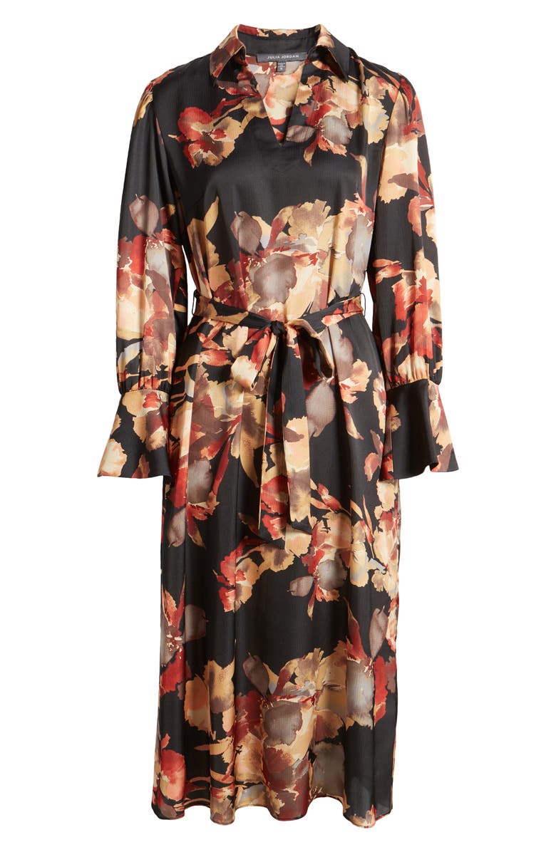 Julia Jordan Floral Long Sleeve Midi Shirtdress, Alternate, color,