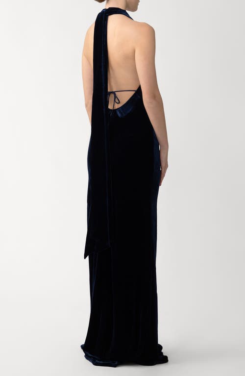 Sau Lee Velvet Gown In Blue