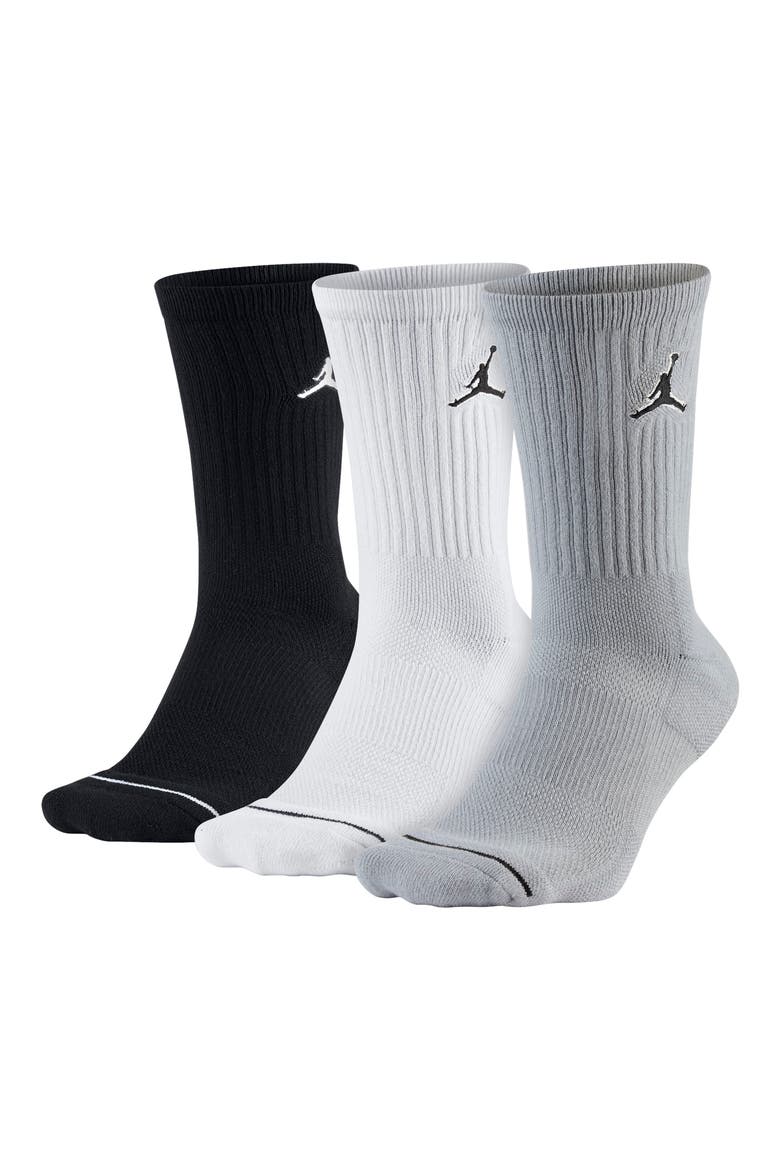 Jordan Everyday Max Assorted 3-Pack Crew Socks, Main, color, BLACK/ WHITE/ WOLF GREY