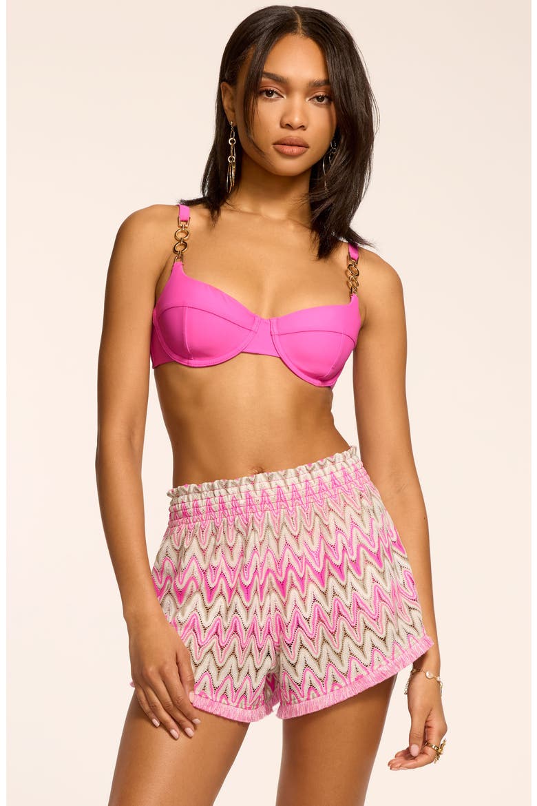 Analisa Chevron Cover-Up Shorts, Alternate, color, RADIANT PINK ZIGZAG