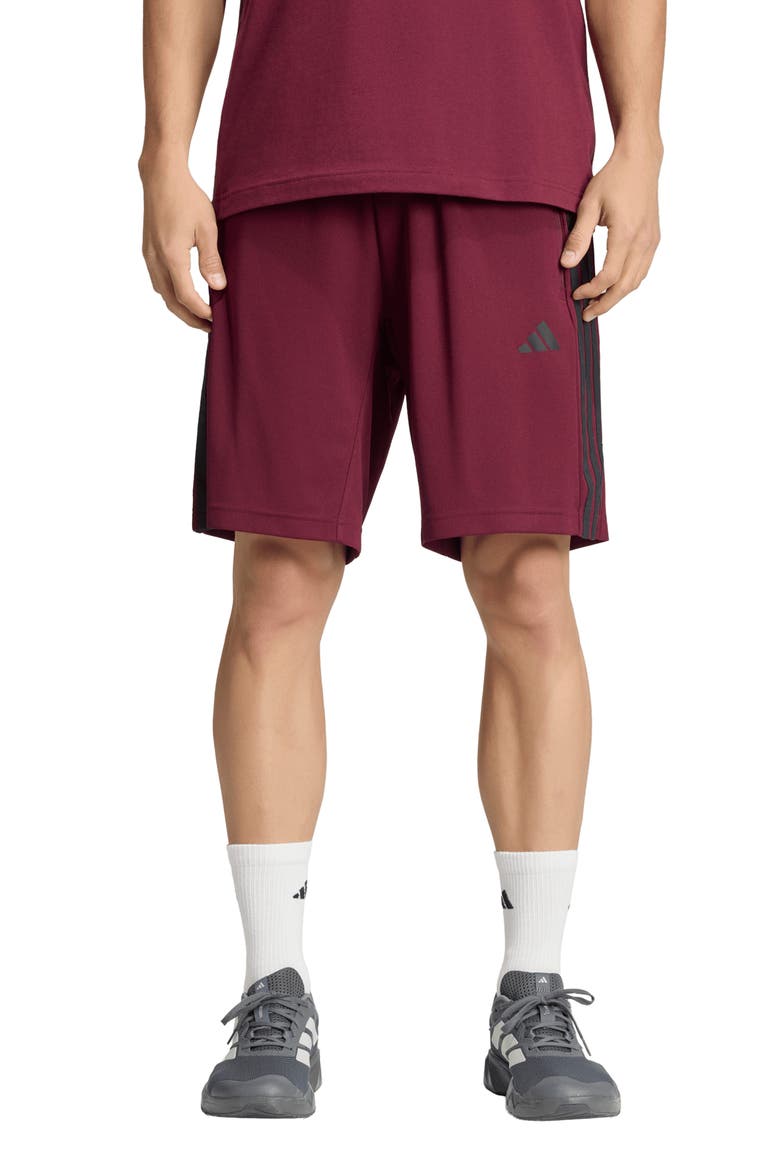 3-Stripes Performance Training Shorts, Main, color, MAROON/ BLACK