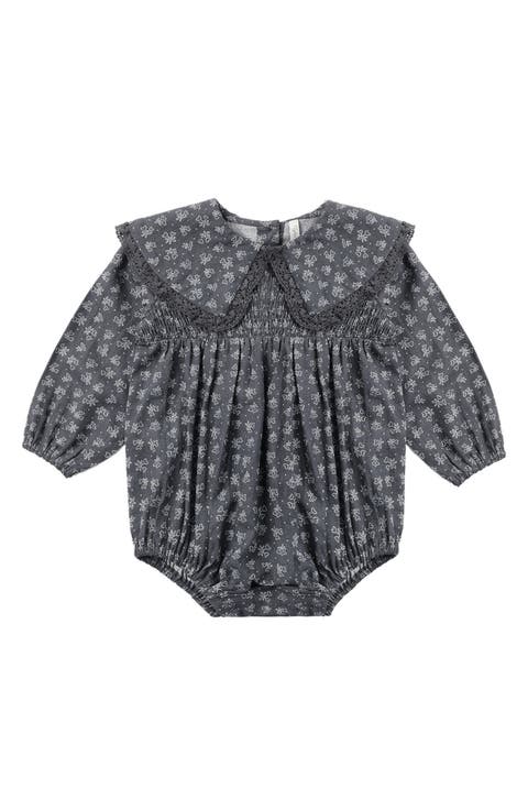 Fern Heart Ditsy Long Sleeve Linen Blend Romper