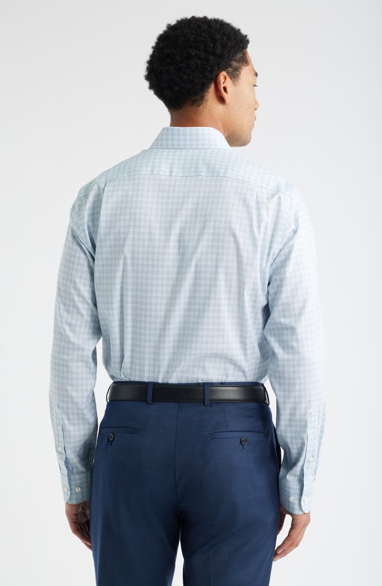 Nordstrom Trim Fit Plaid Premium Performance Dress Shirt, Alternate, color, Blue Preston Plaid