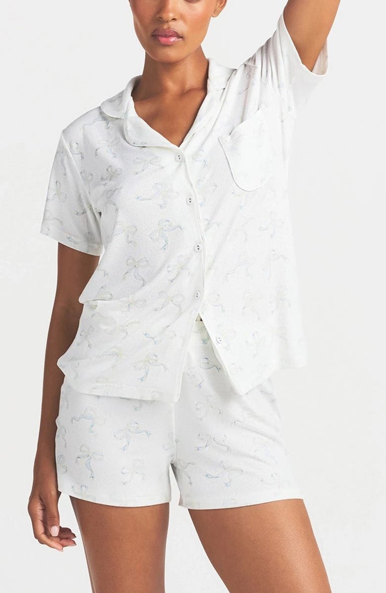 SKIMS Soft Lounge Short Sleep Set, Main, color, Ivory Pearl Bows Print