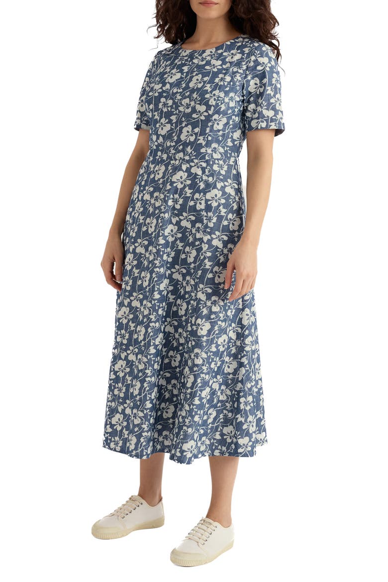 Fox Path Organic Cotton Floral Dress, Main, color, MALLOW VINE INDIGO