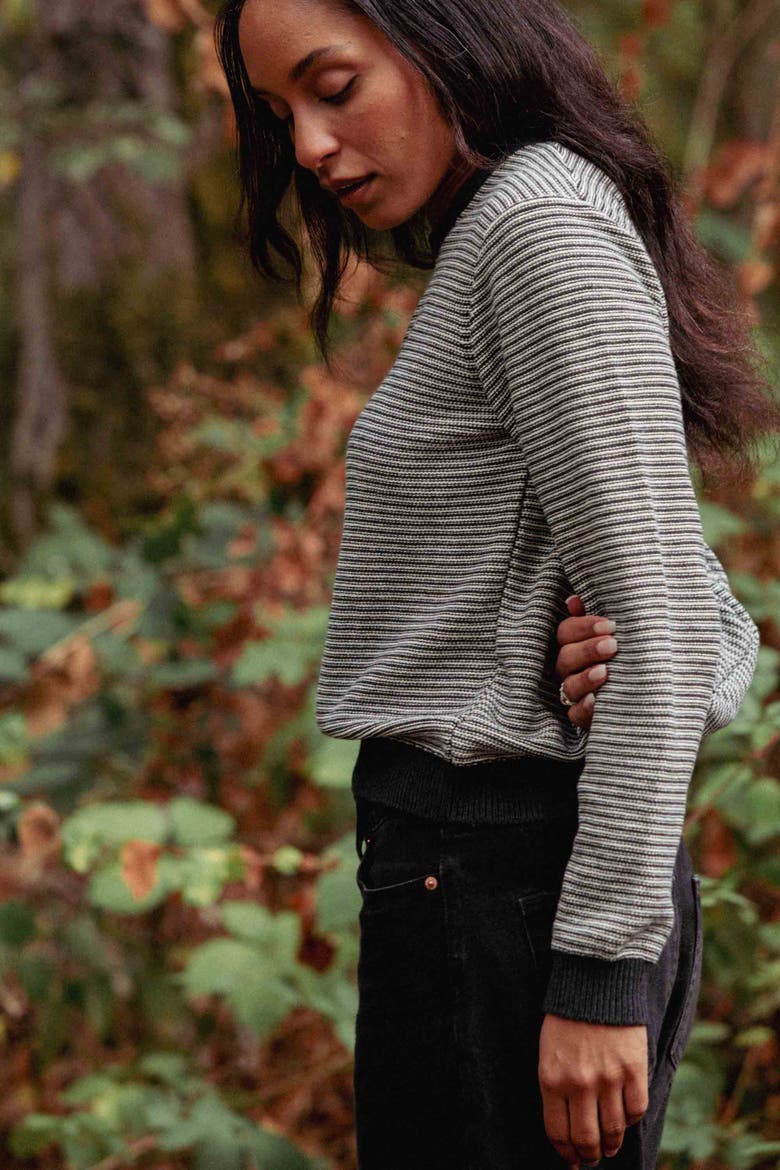 Ansel Sweater, Alternate, color, Charcoal Stripe