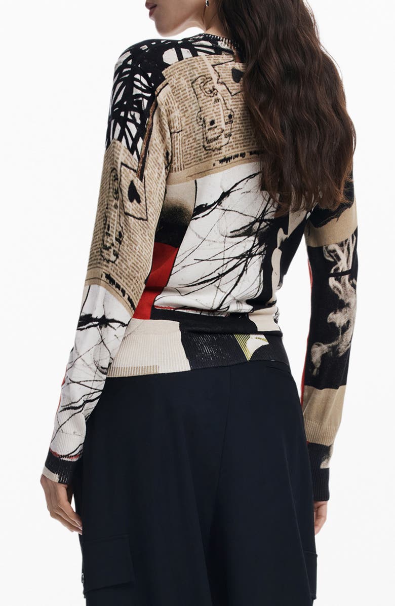 Desigual Abstract Print Cotton Blend Sweater, Alternate, color, 