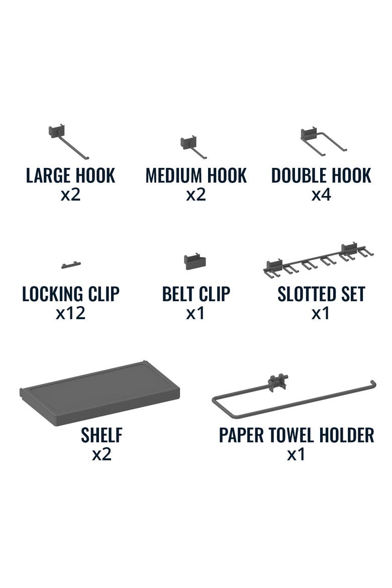 34" x 32" Pegboard | 13 Attachments, Alternate, color, Black