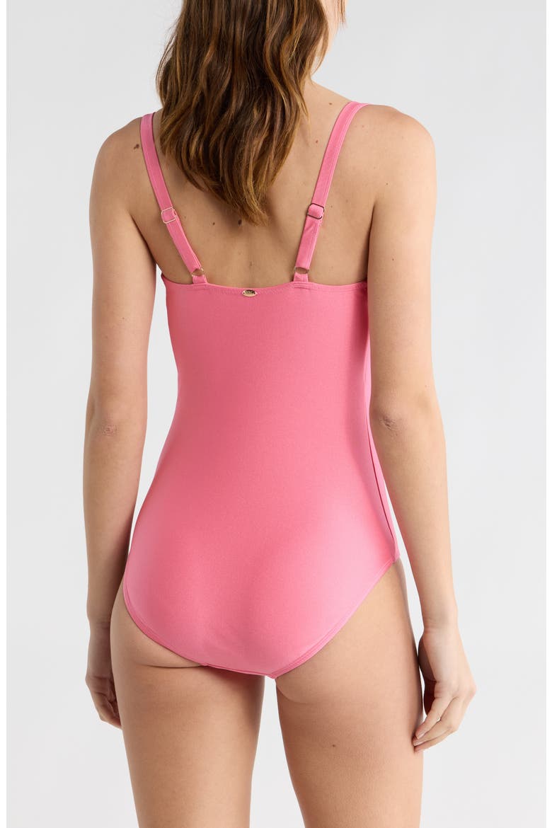 Ruched One-Piece Swimsuit, Alternate, color, CORAL PINK