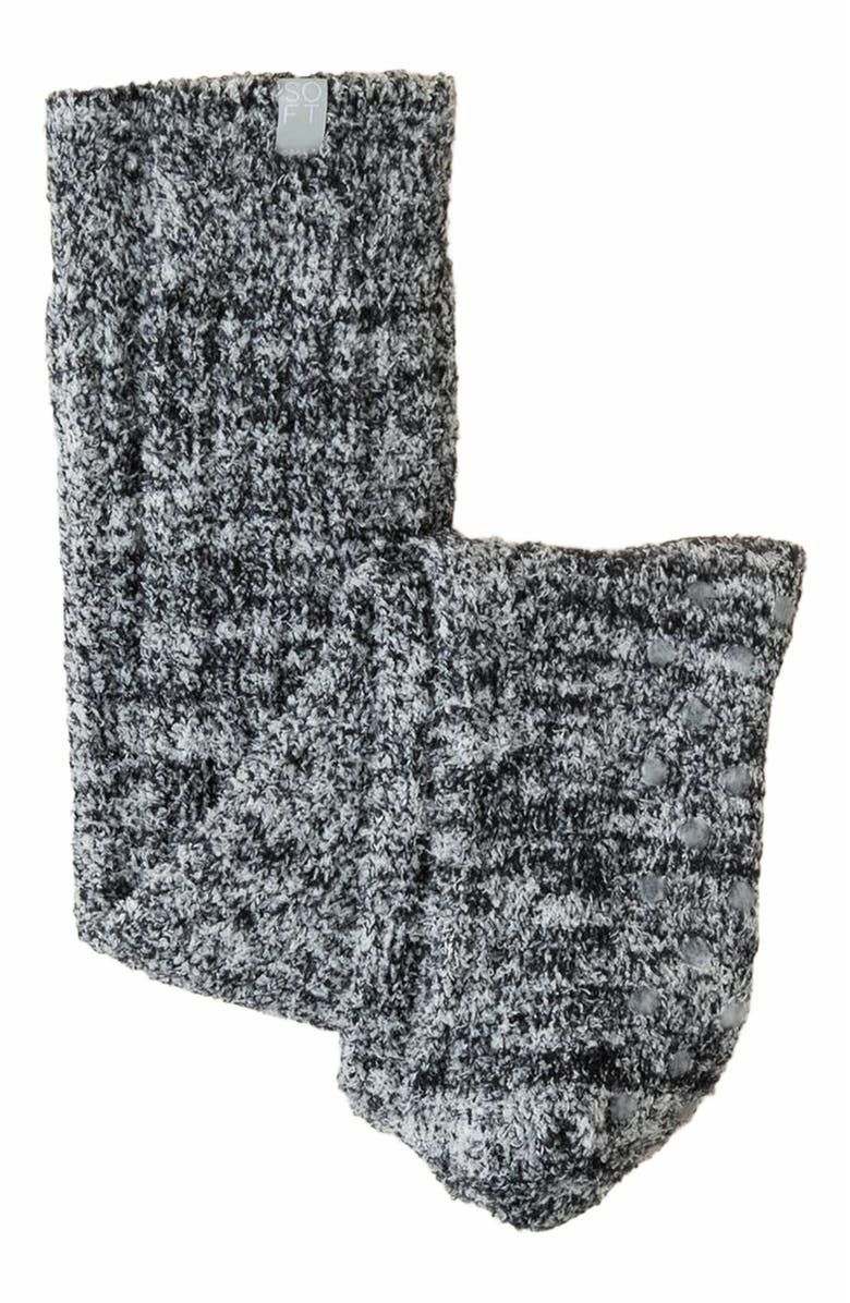 Softies Marshmallow Slouchy Socks with Grippers, Main, color, Heather Black