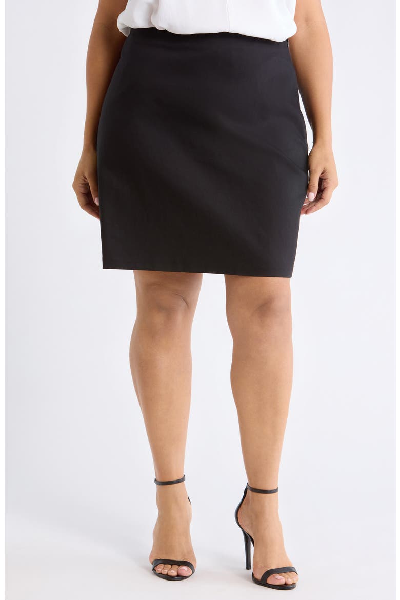 A-Line Cotton Blend Skirt, Main, color, RICH BLACK