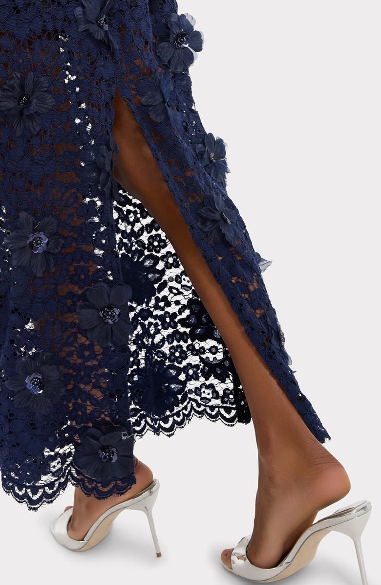 Milly Kait Floral Lace Sequin Strapless Gown, Alternate, color, Navy