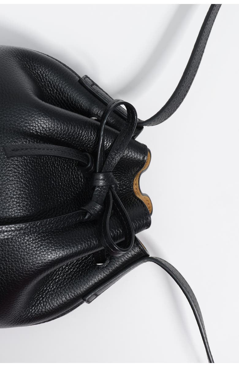 Bimba y Lola Leather Bucket Bag, Alternate, color, Black