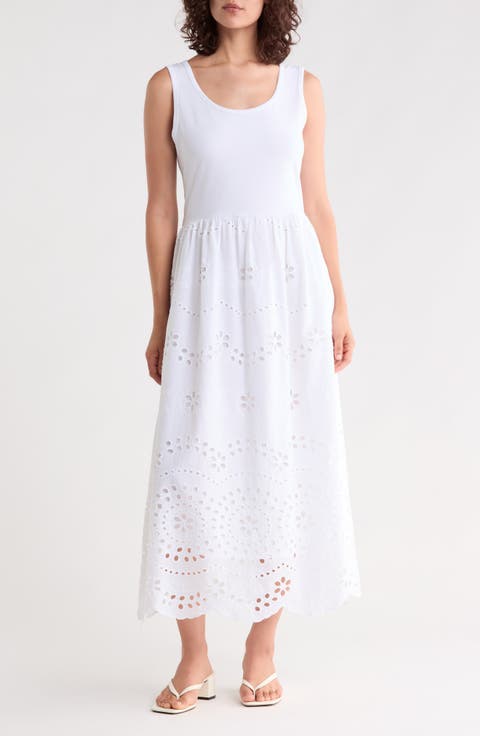 Eyelet Embroidered Twofer Dress