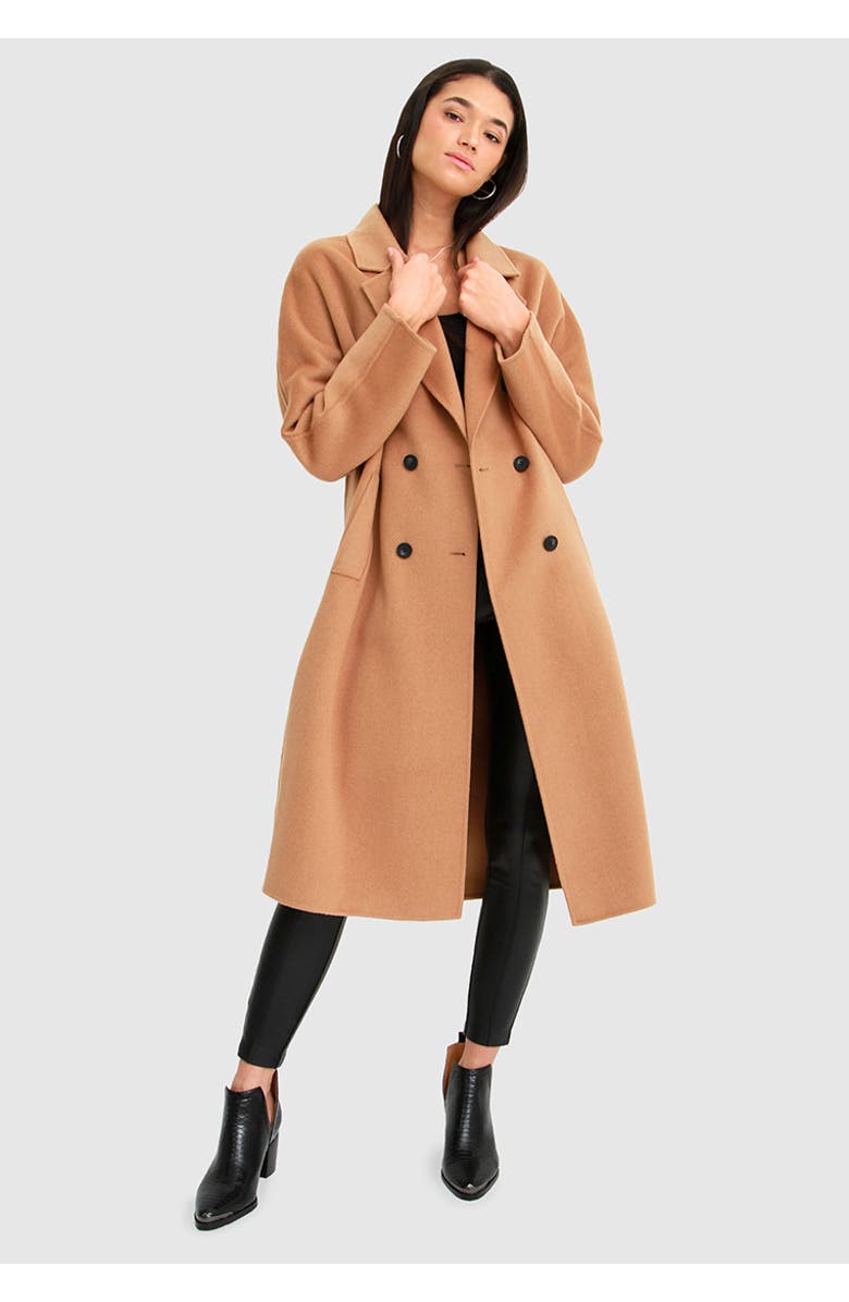 Belle & Bloom Boss Girl Double Breasted Lined Wool Coat, Alternate, color, Camel