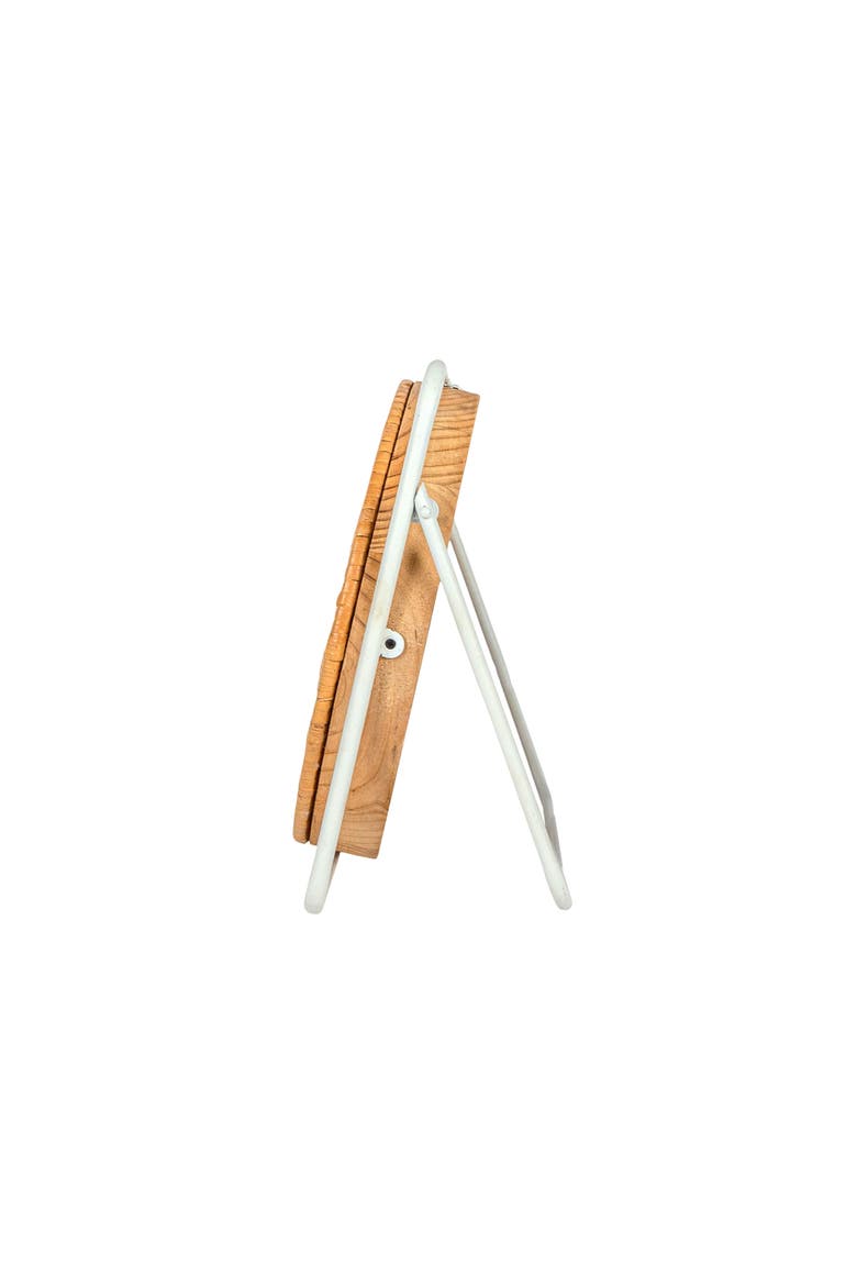 Tabletop Clock White Metal MDF & Rattan, Alternate, color, White