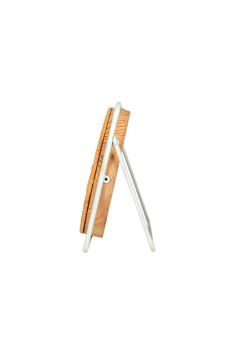 Foreside Home and Garden Tabletop Clock White Metal MDF & Rattan, Alternate, color, White
