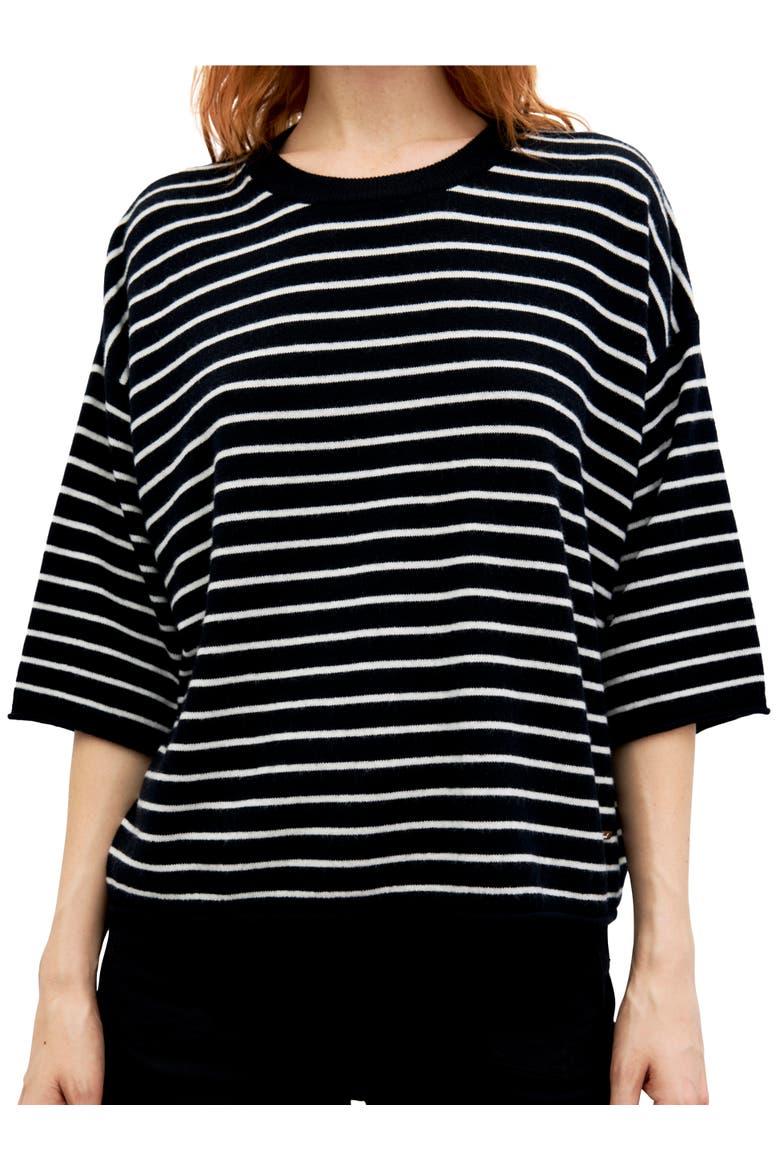 Raya 3/4 Sleeve Striped Knit Top, Alternate, color, Platinum