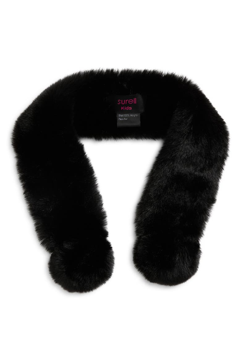 Kids' Faux Fur Scarf, Main, color, BLACK