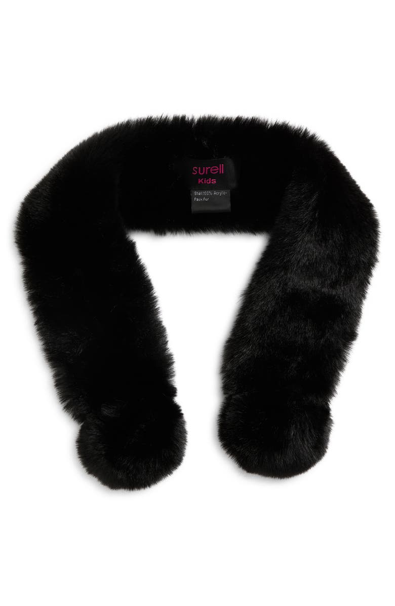 SURELL Kids' Faux Fur Scarf, Main, color, Black