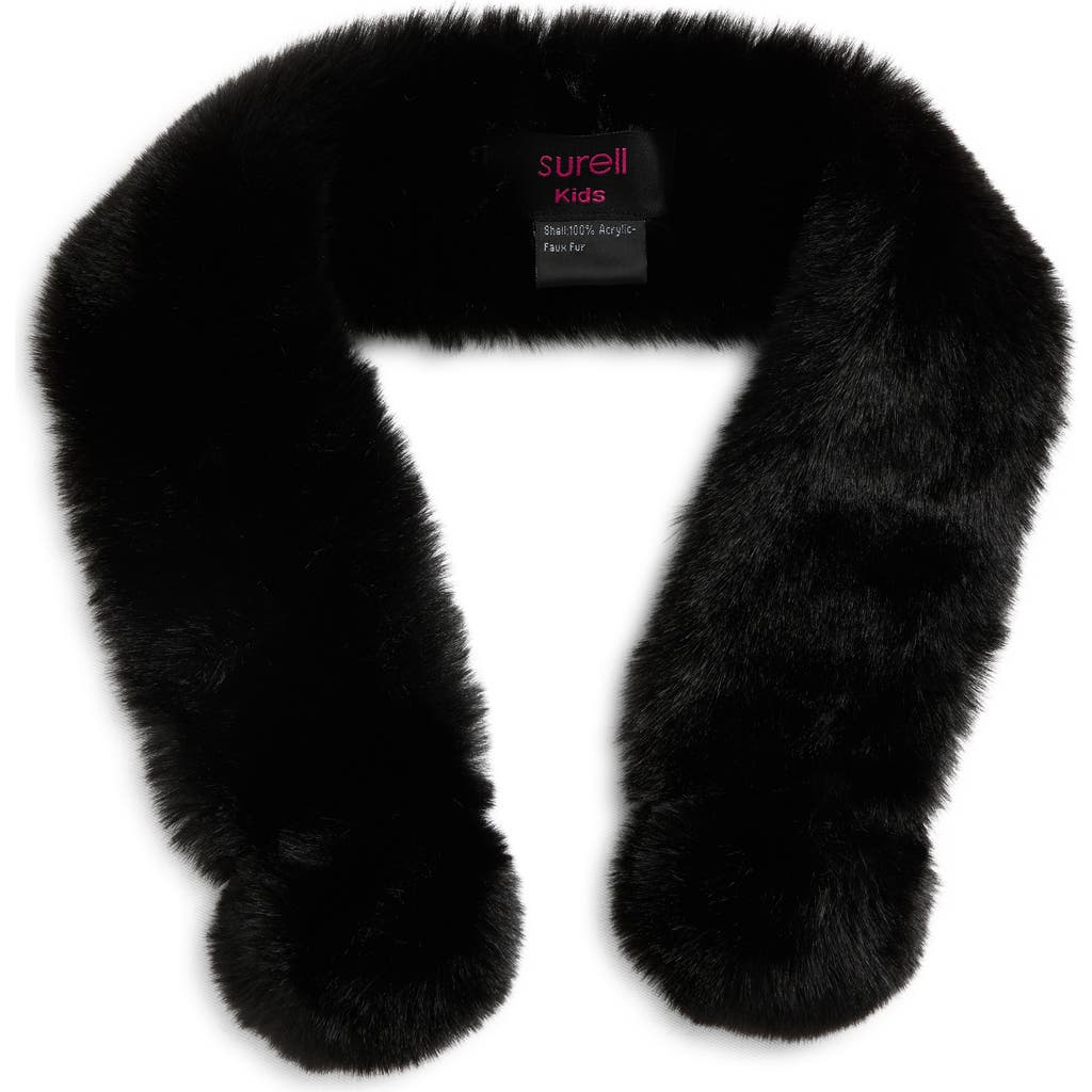 Surell Kids' Faux Fur Scarf In Black