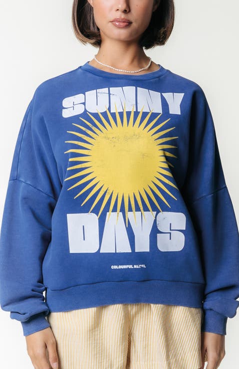 Sunny Days Acid Wash Dropped Shoulder Sweat