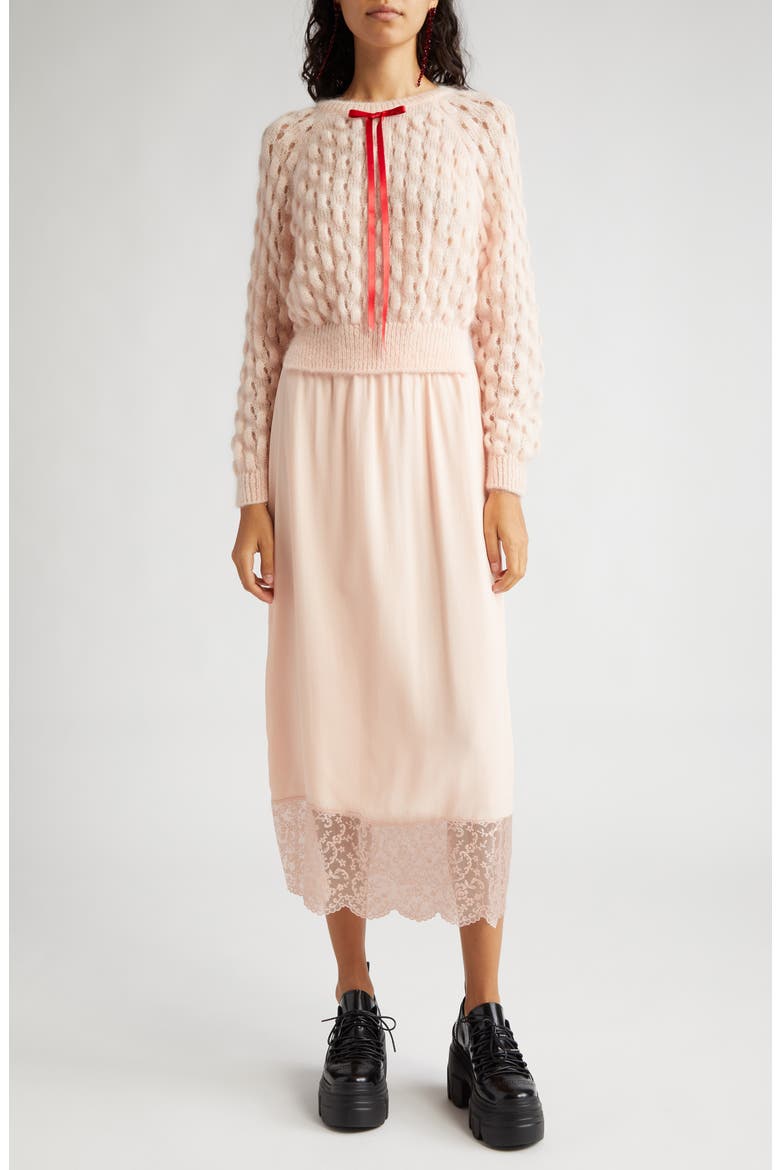 Bubble Knit Mohair Blend Sweater, Alternate, color, PEACH/ RED