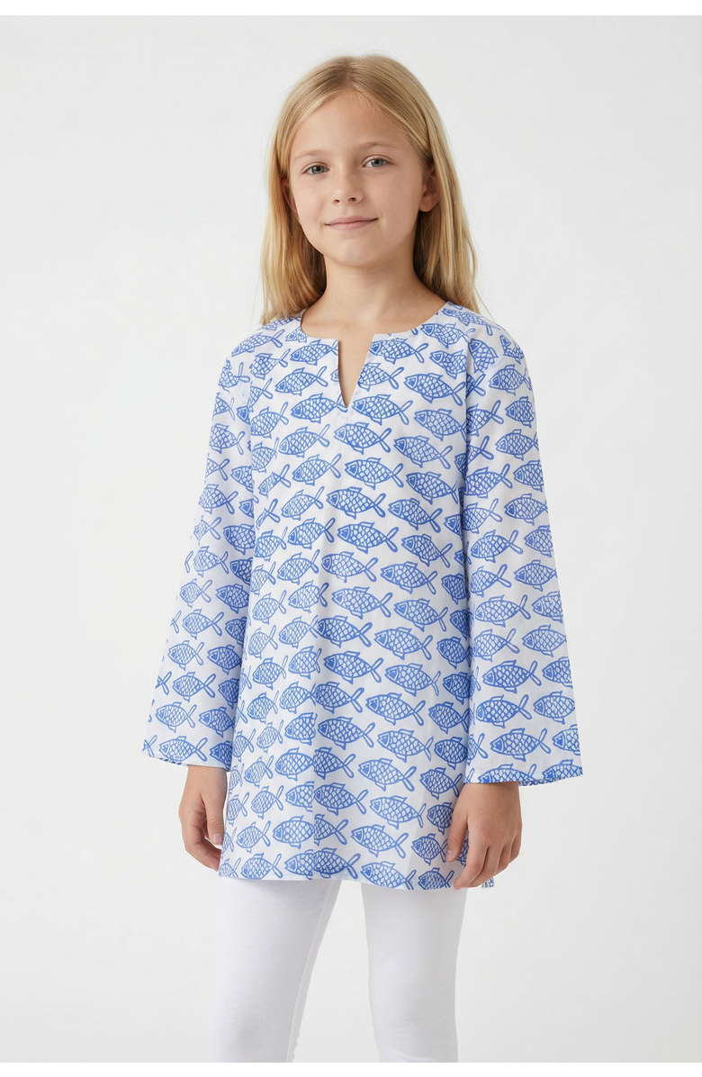 Ro's Garden Girls Classic Kurta, Alternate, color, Blue Coi