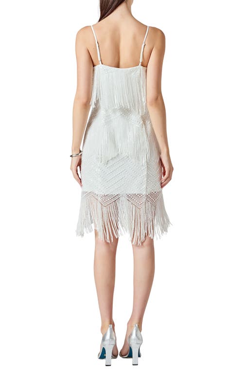 Endless Rose Beaded Fringe Sleeveless Dress In White