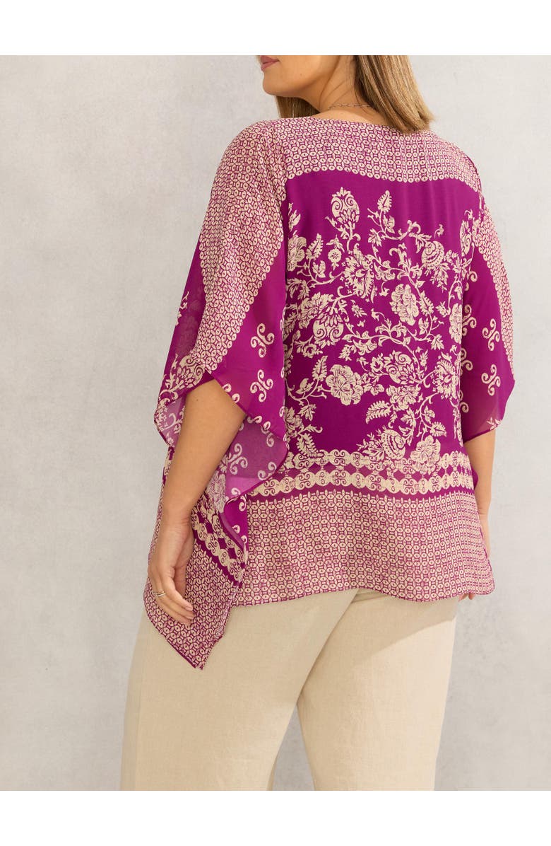 Live Unlimited Bandana Print Chiffon V-Neck Top, Alternate, color, Magenta