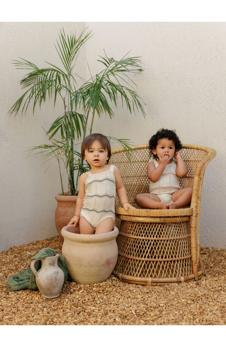 Ely's & Co. Looms Holland Collection - Girls Wave Knit Romper, Alternate, color, Ivory/Pink