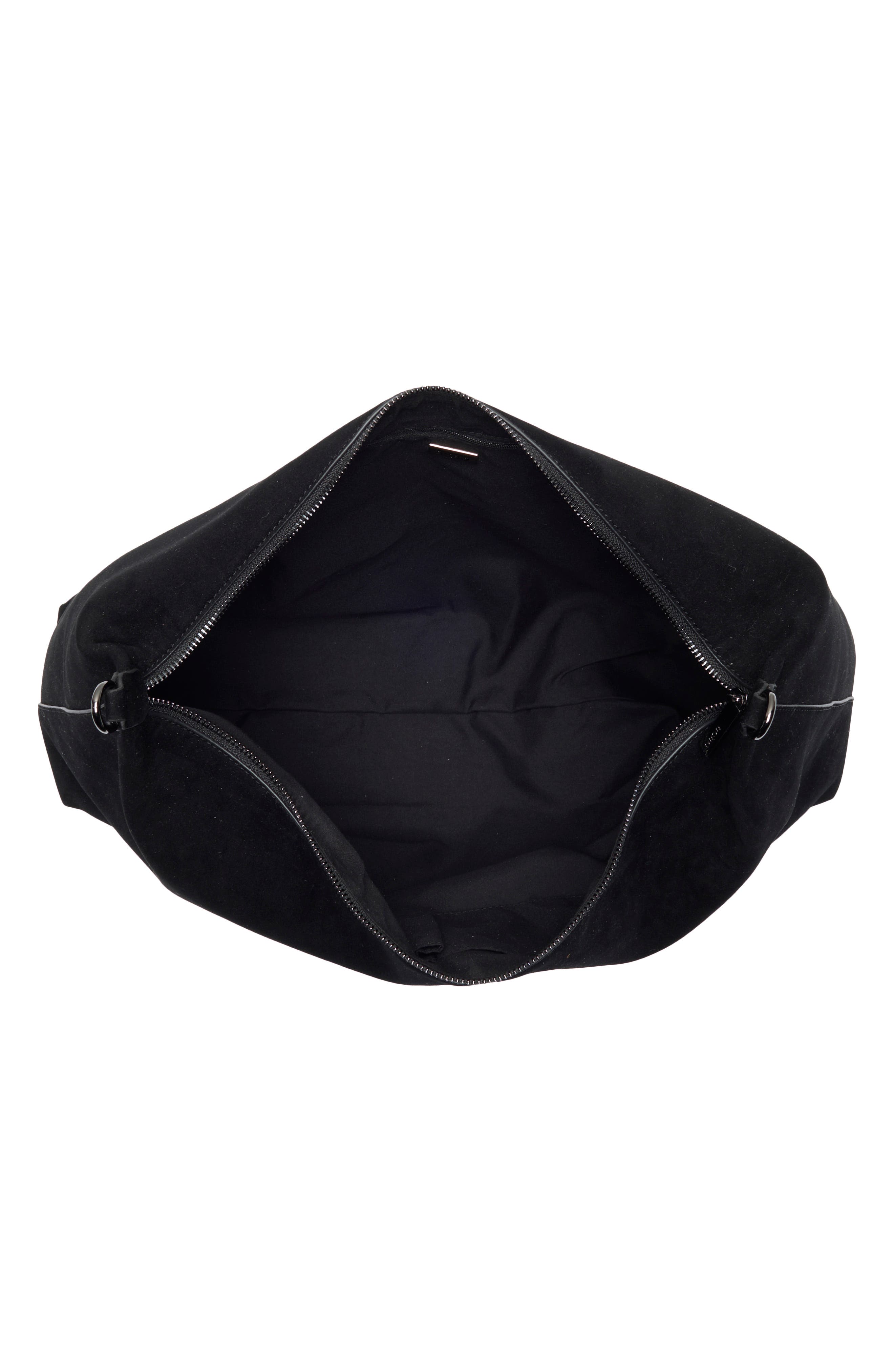 Faux Suede Hobo Bag, Alternate, color, BLACK